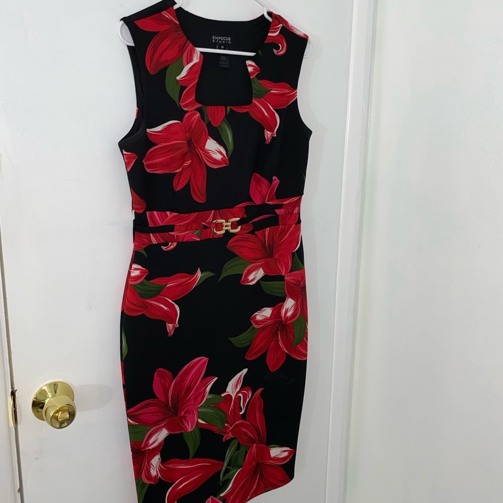 Beautiful Black and Red Dress with Flowers